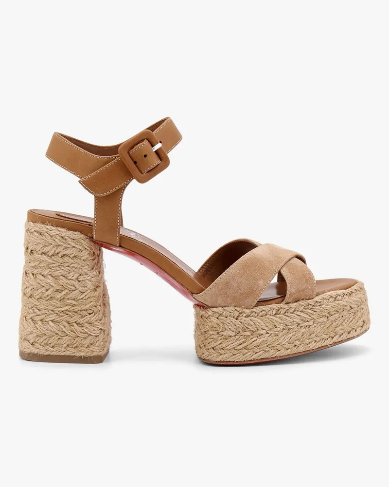 Christian Louboutin Calakala 85 suede sandals with rope plateau -  - gender_Woman Beige