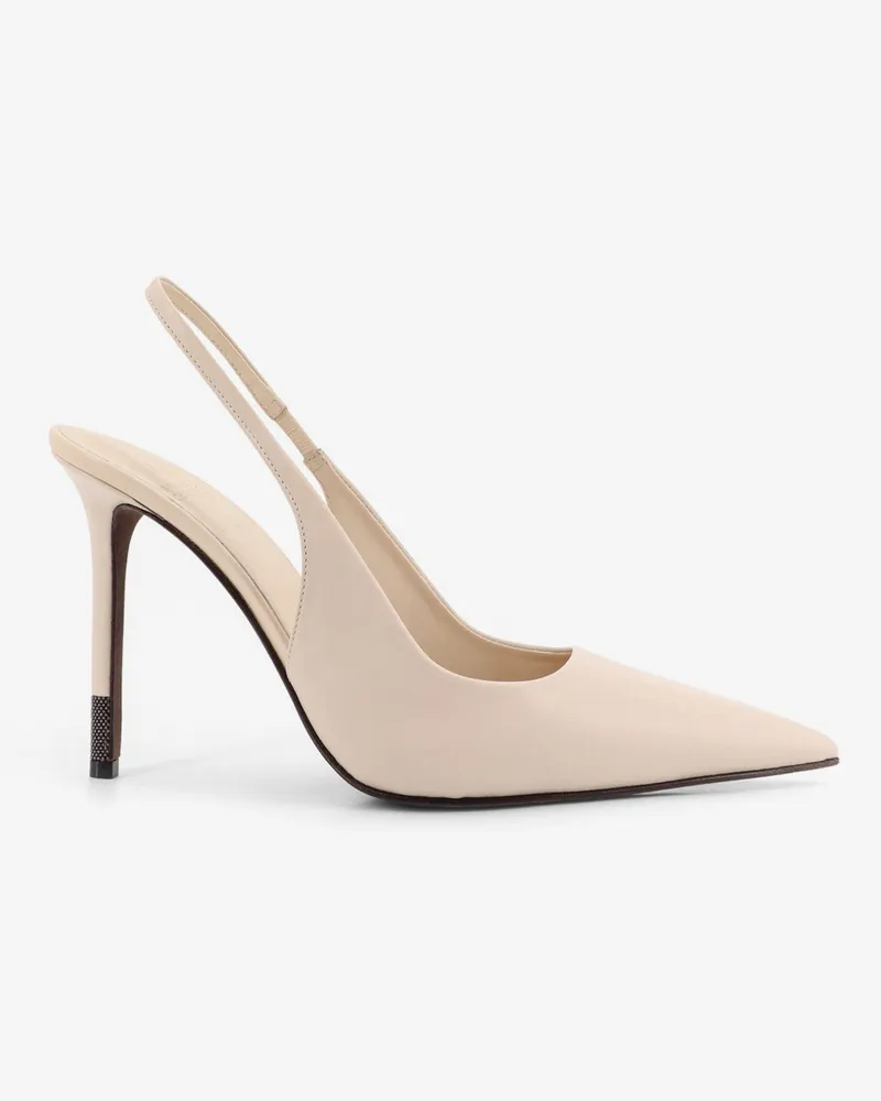 Brunello Cucinelli Leather pumps with Monili detail on the heel -  - gender_Woman Beige