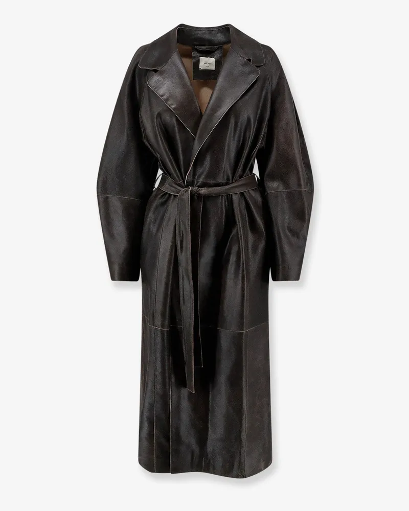 ALYSI Heavy leather coat with vintage effect -  - gender_Woman Brown