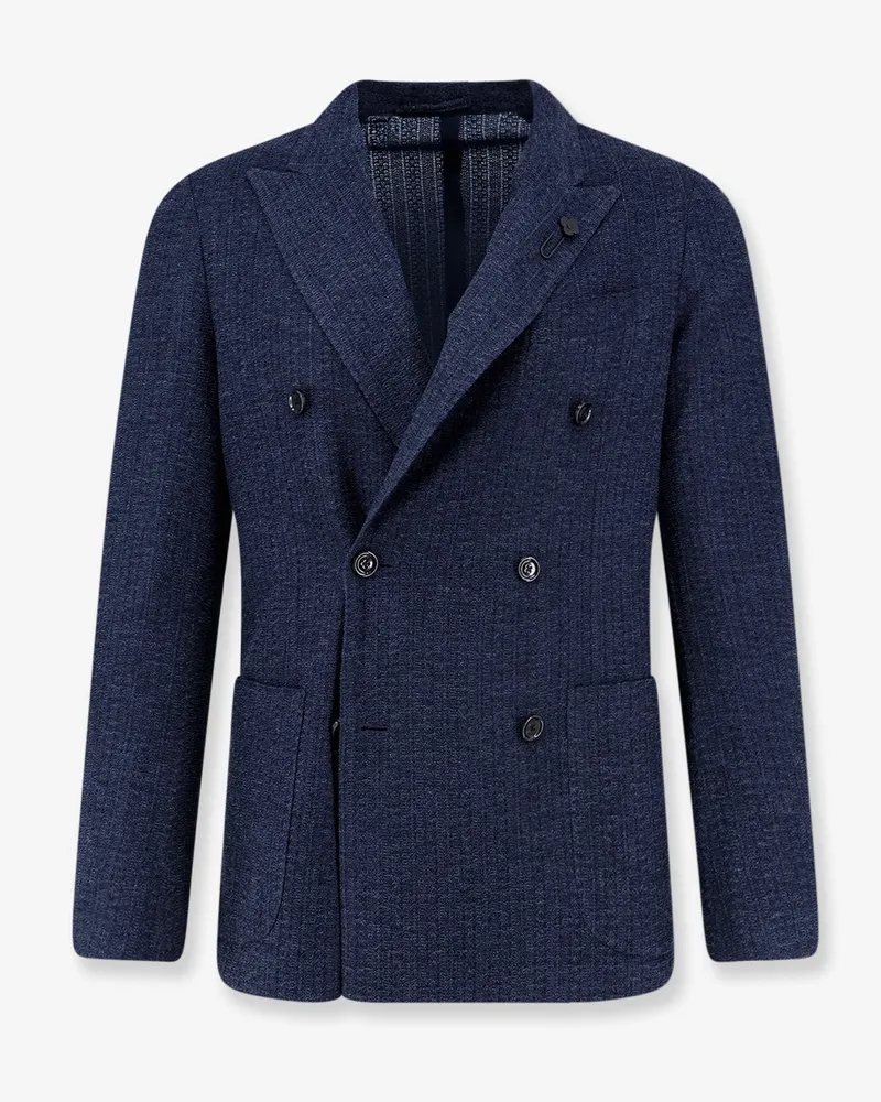 LARDINI Liknit double-breasted blazer -  - gender_Man Blue
