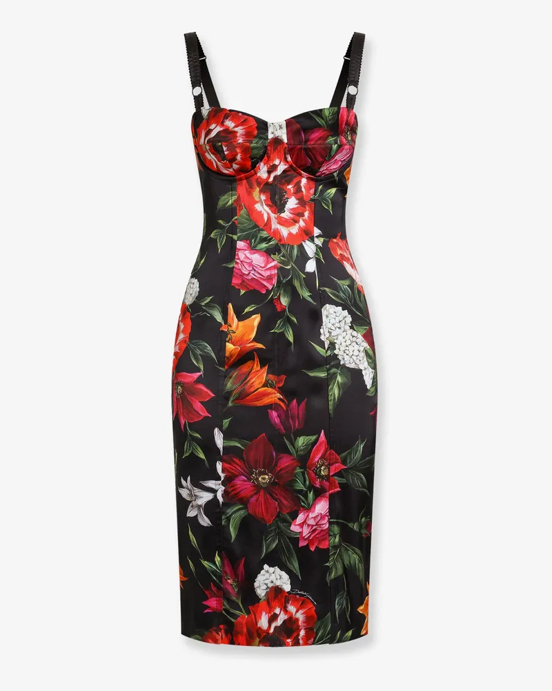 Dolce & Gabbana Satin dress with floral print -  - gender_Woman Black