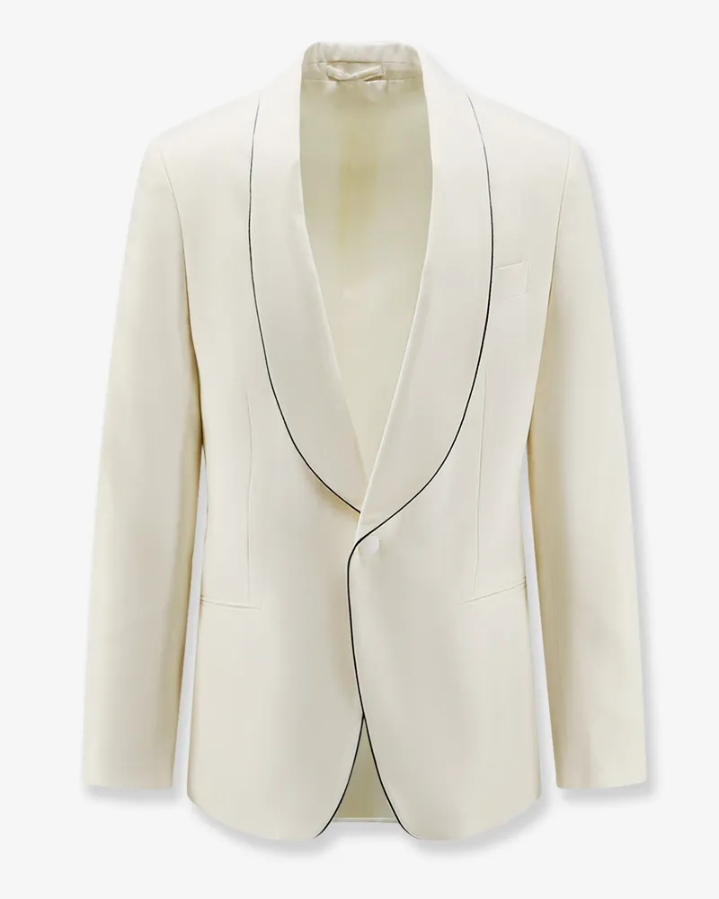 LARDINI Wool blend blazer with contrasting profiles -  - gender_Man White