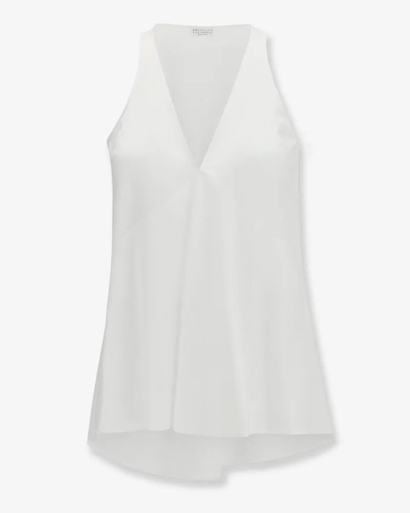 Brunello Cucinelli Cotton and silk top -  - gender_Woman White