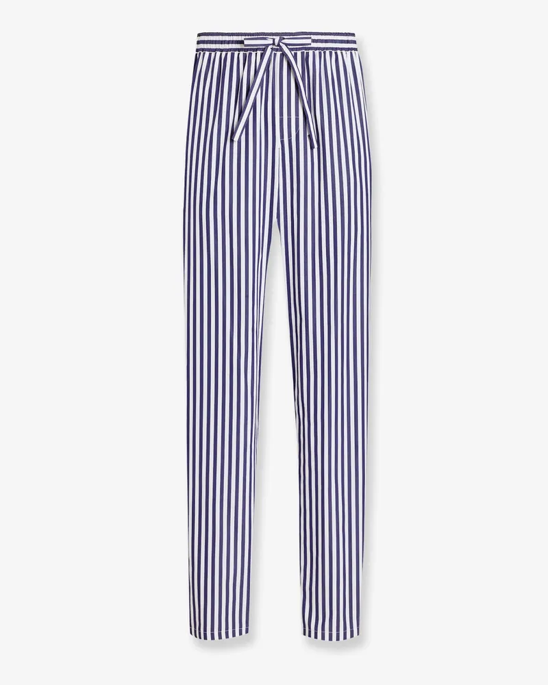 Dolce & Gabbana Cotton and silk trousers with striped motif -  - gender_Man Blue