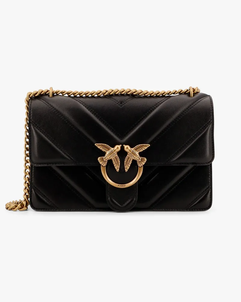 Pinko Love one classic matelassé leather shoulder bag with love birds buckle -  - gender_Woman Black