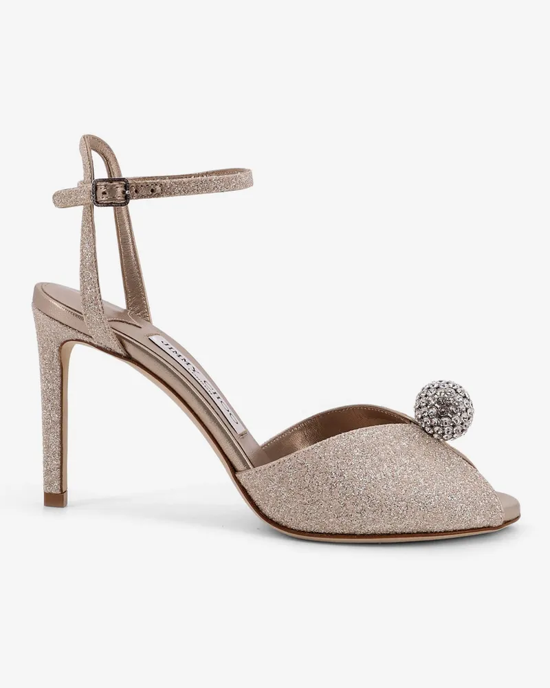 Jimmy Choo Sacora glitter effect leather sandals -  - gender_Woman Beige