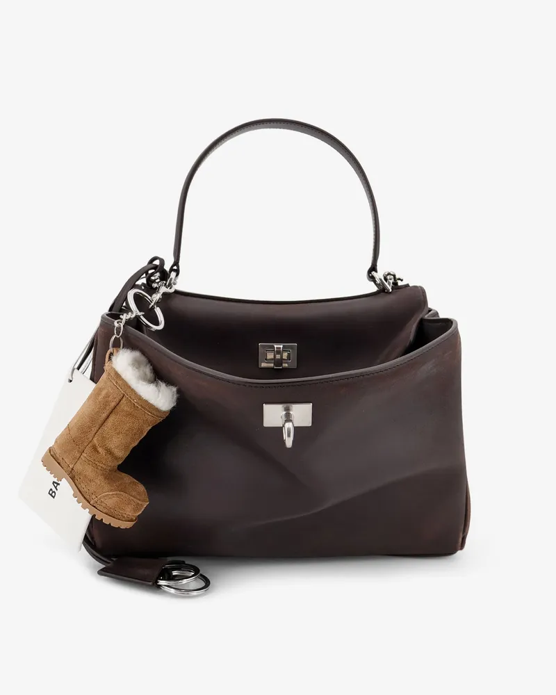 Balenciaga Rodeo S leather crossbody bag with vintage motif -  - gender_Woman Brown
