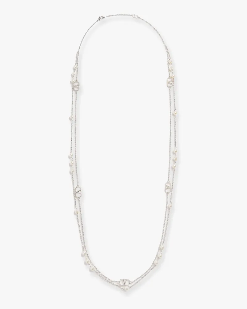 Valentino Garavani Vlogo signature metal necklace with pearls -  - gender_Man 