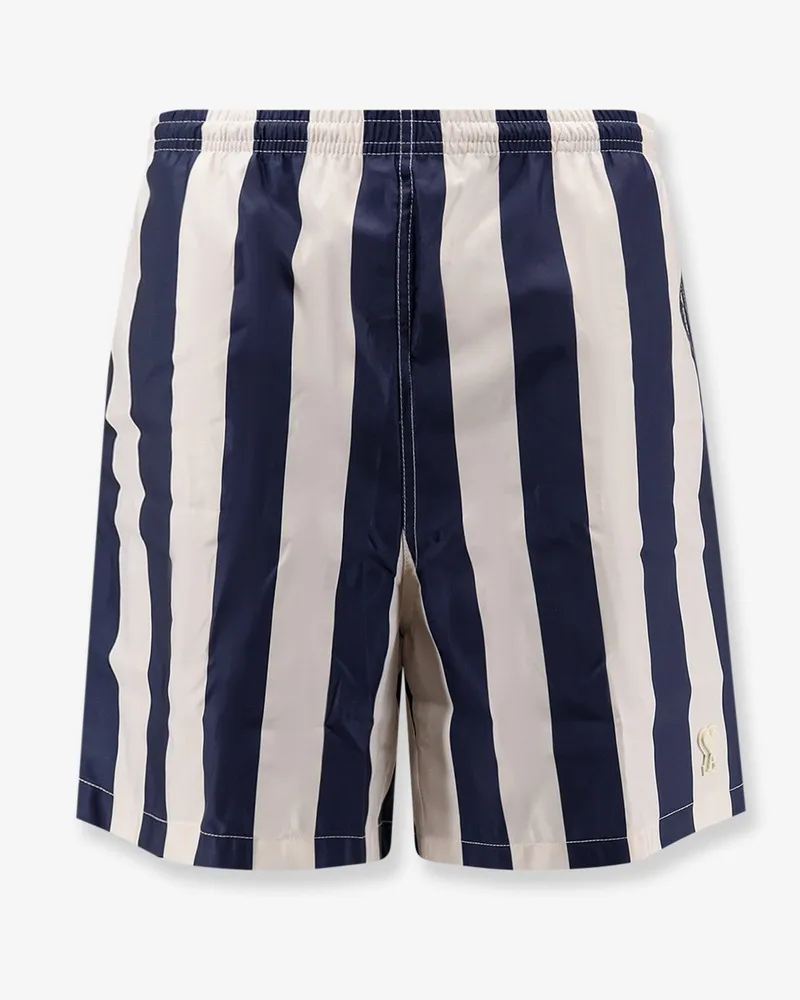AMI Paris Nylon swim shorts with striped pattern -  - gender_Man Blue