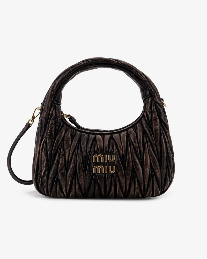 Miu Miu Wander quilted leather crossbody bag with a vintage effect -  - gender_Woman Brown