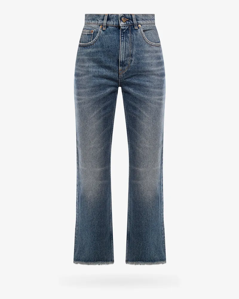 Golden Goose Derin new cropped flare jeans with back logoed patch -  - gender_Woman Blue