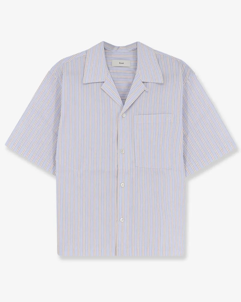 Dunst Striped cotton shirt -  - gender_Man Blue