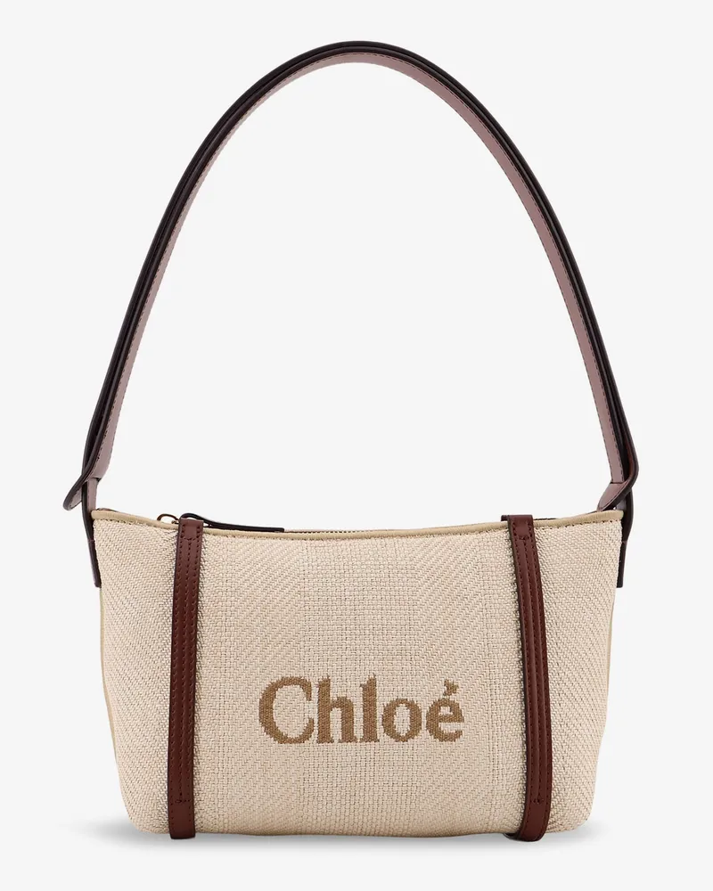 Chloé Chloè Carry canvas shoulder bag with logo embroidery -  - gender_Woman Beige