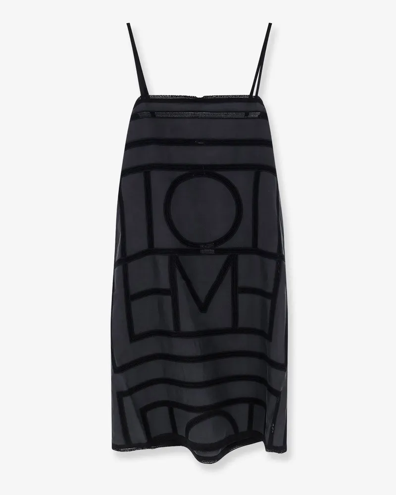 Totême Short silk dress with all-over monogram -  - gender_Woman Black