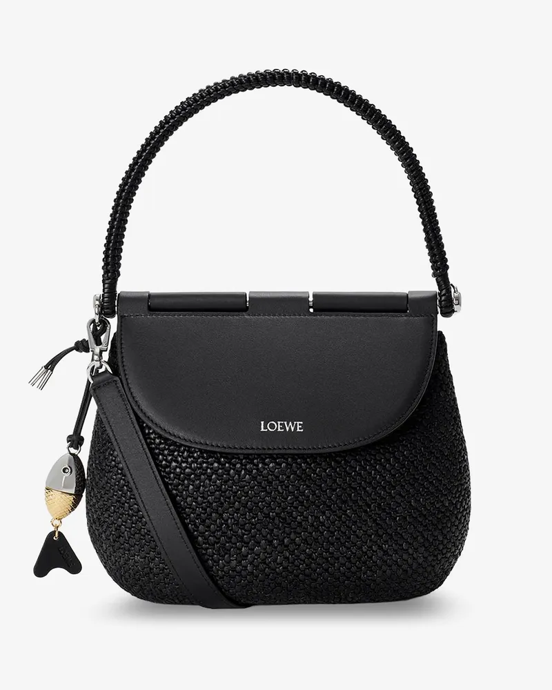 Loewe Paula's Ibiza -Pescador raffia and leather handbag -  - gender_Woman Black