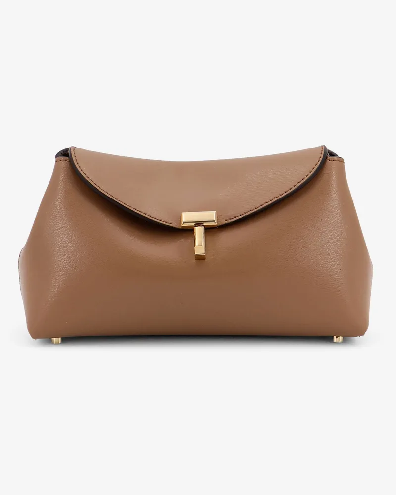 Totême Mini T-Lock leather clutch -  - gender_Woman Beige