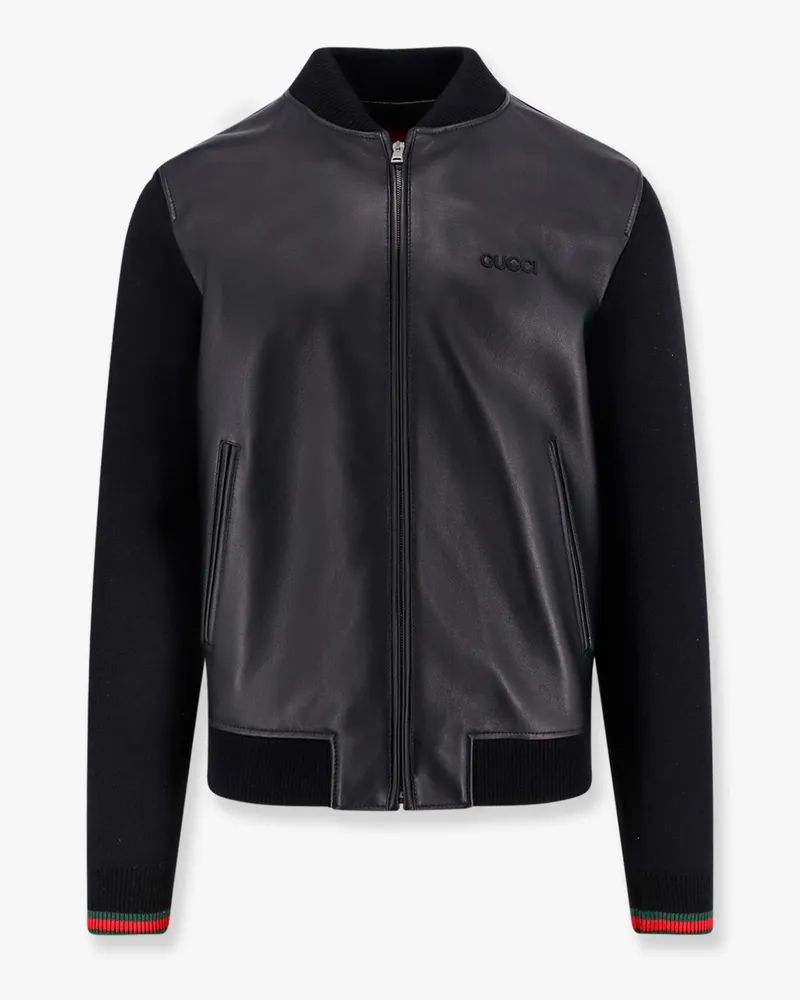 Gucci Leather and wool jacket -  - gender_Man Black
