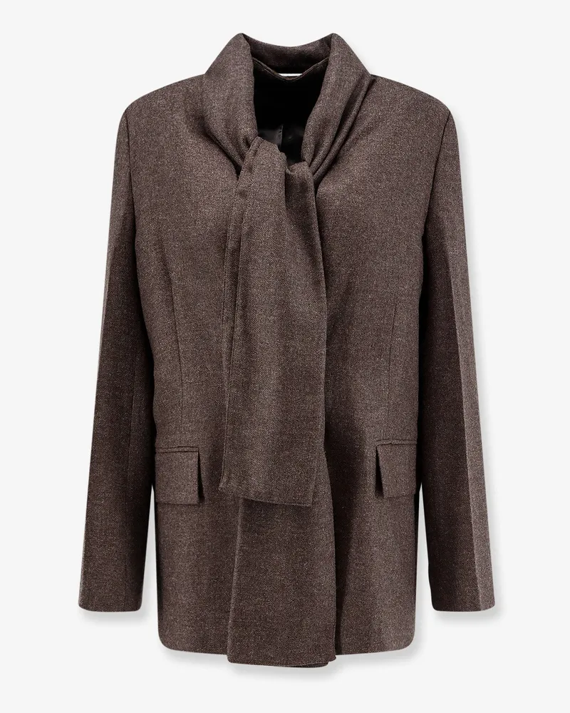 Totême Scarf Lapel viscose and wool blazer -  - gender_Woman Brown