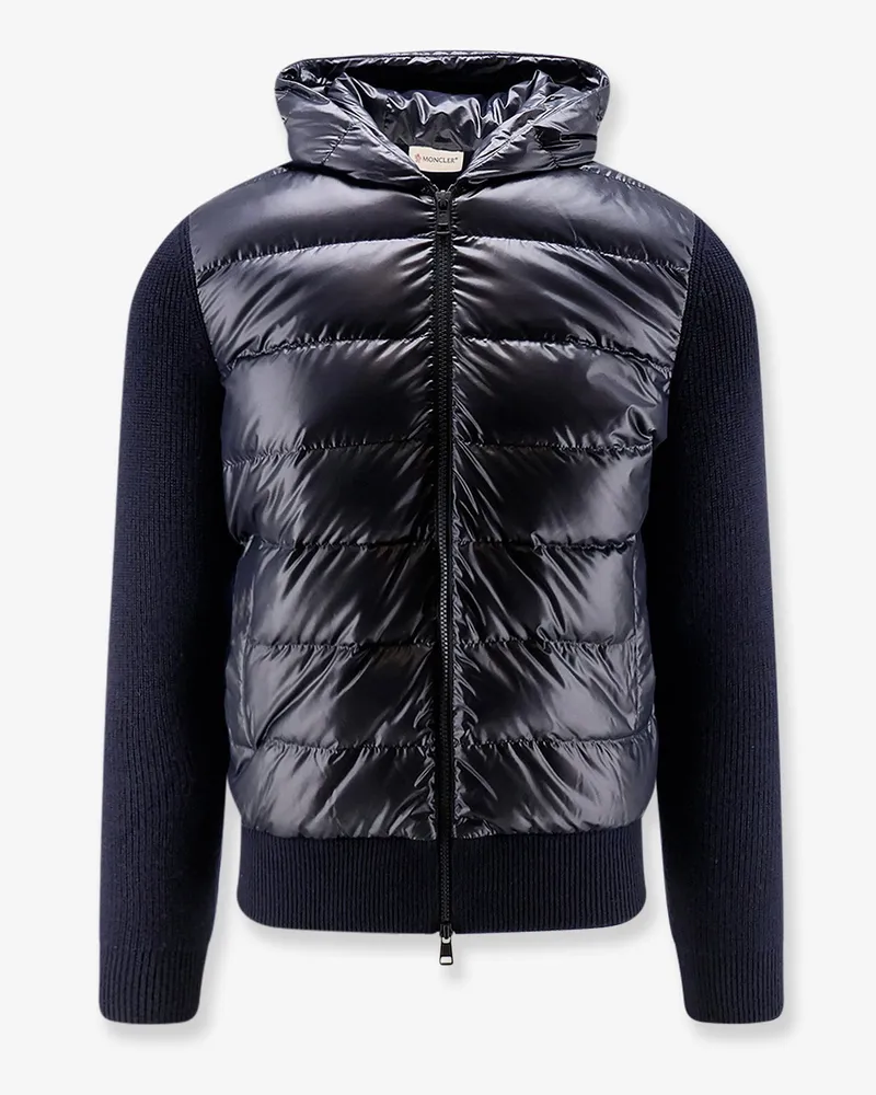 Moncler Down Jacket with virgin wool inserts -  - gender_Man Blue