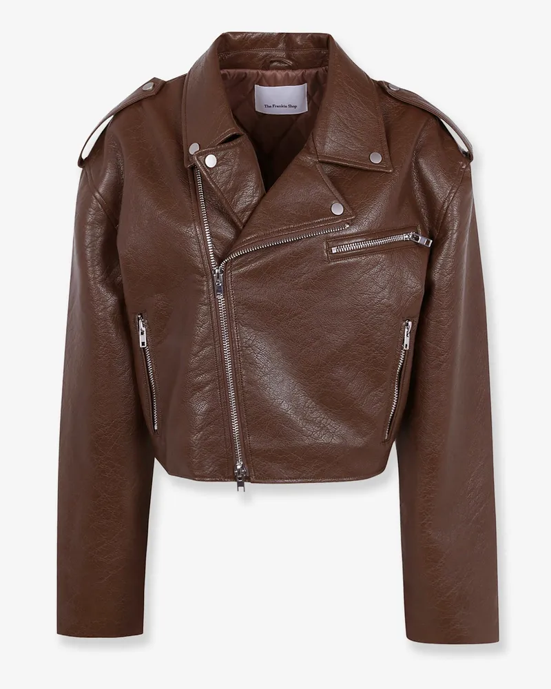 FRANKIE Shop Daphne leather biker jacket -  - gender_Woman Brown