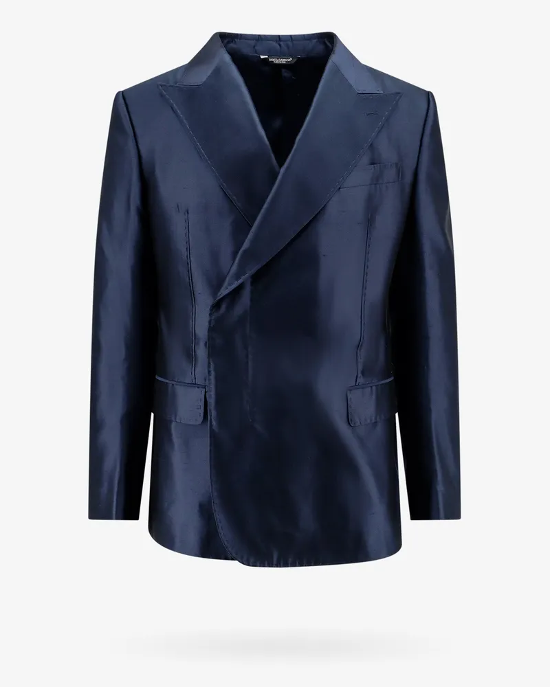 Dolce & Gabbana Satin blazer with peak lapel -  - gender_Man Blue