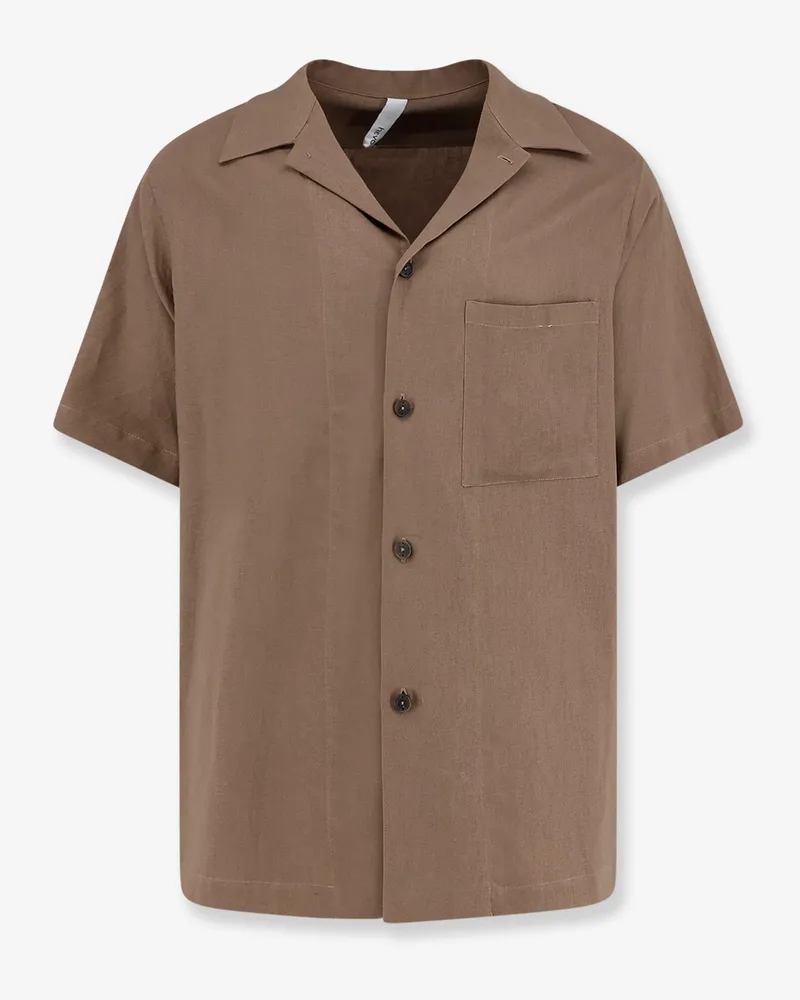 Hevò Novoli linen and viscose shirt -  - gender_Man Brown