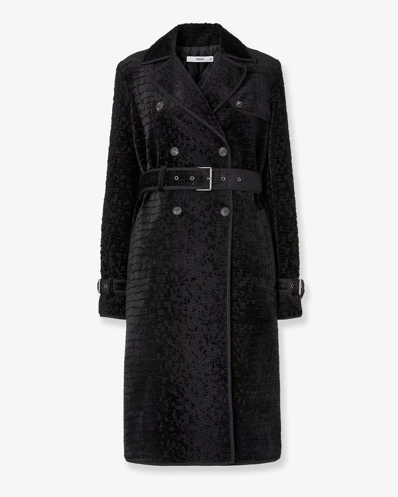 Fendi Jacquard velvet coat with aniaml print -  - gender_Woman Black
