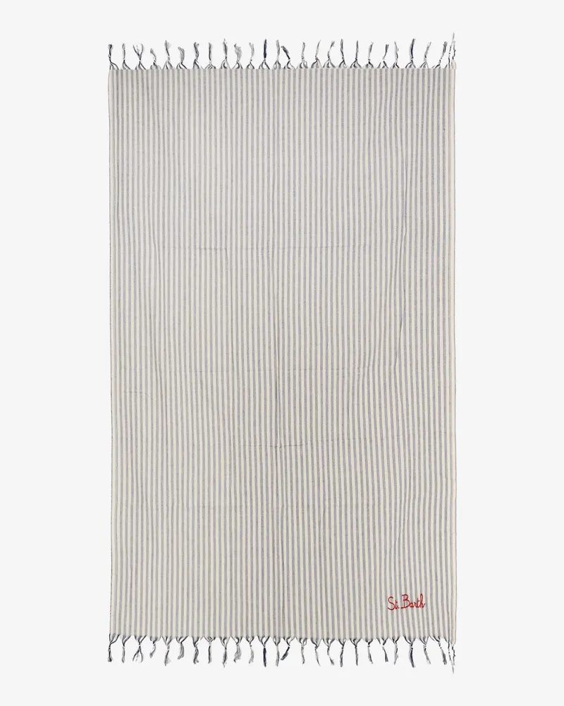 MC2 Saint Barth Striped cotton beach towel -  - gender_Man Blue
