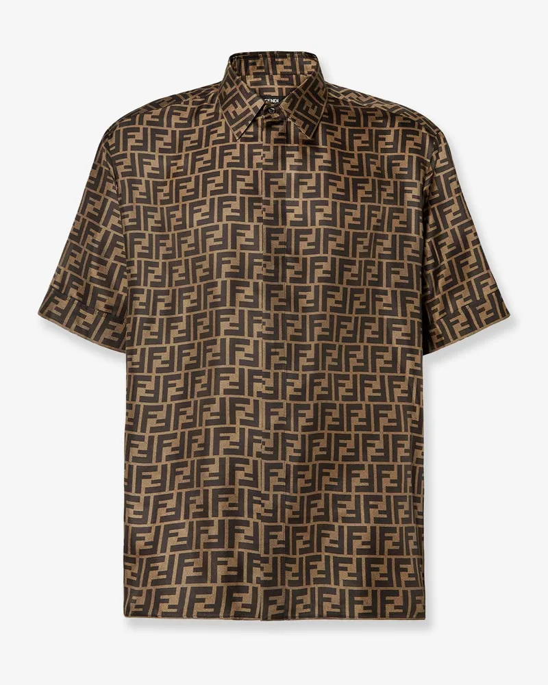 Fendi Silk shirt with all-over FF logo -  - gender_Man Brown