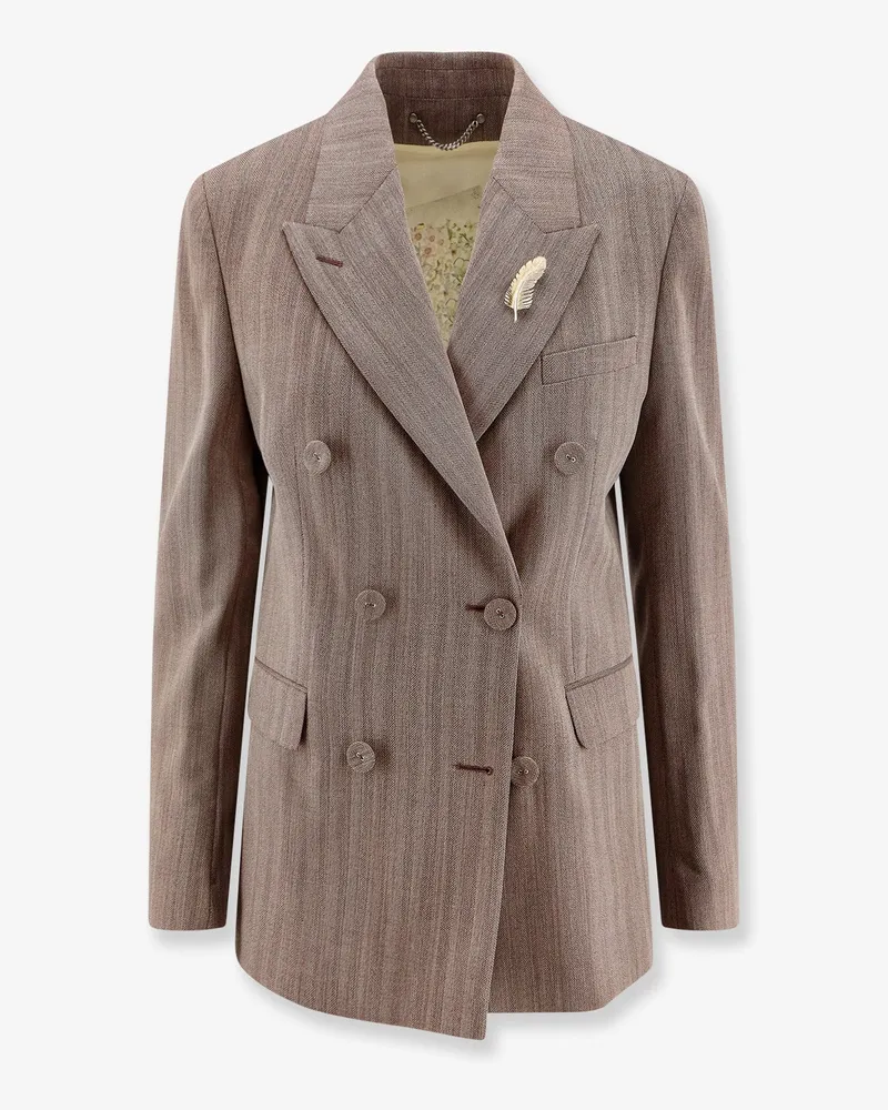 Golden Goose Diva herringbone virgin wool blazer -  - gender_Woman Brown