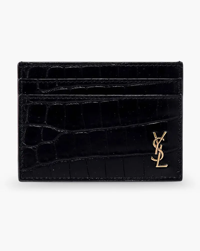 Saint Laurent Leather card holder -  - gender_Man Black