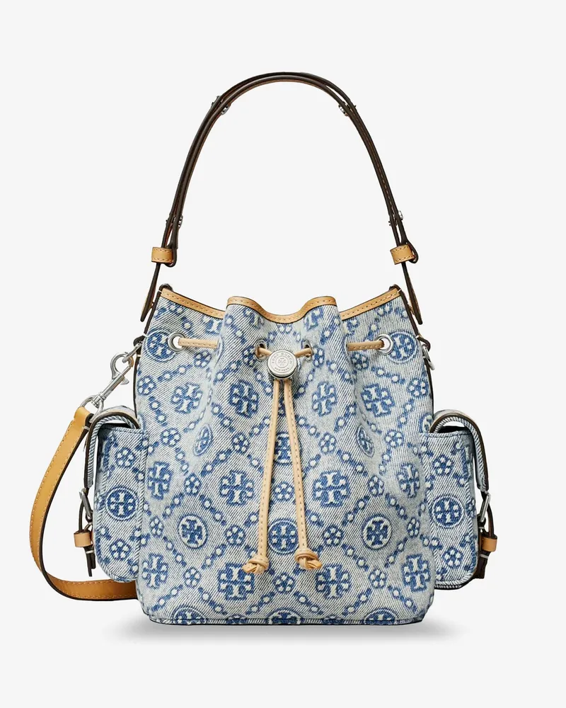 Tory Burch T-Monogram coated canvas bucket bag -  - gender_Woman Blue