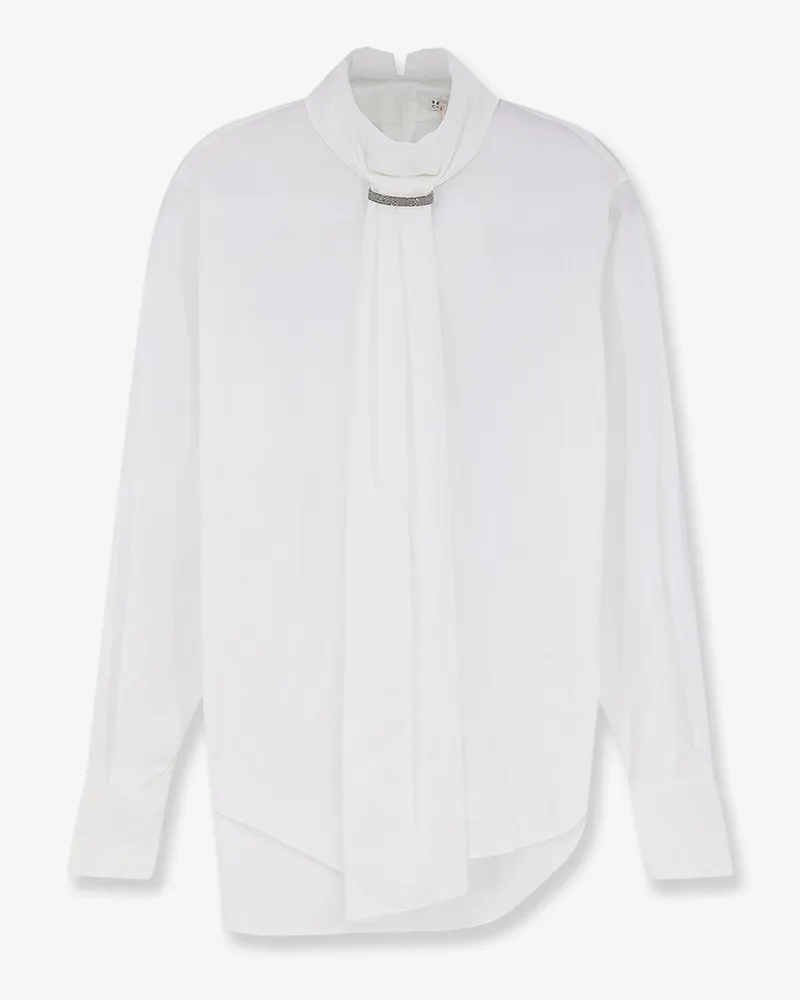 Brunello Cucinelli Cotton blend shirt with Monili detail -  - gender_Woman White