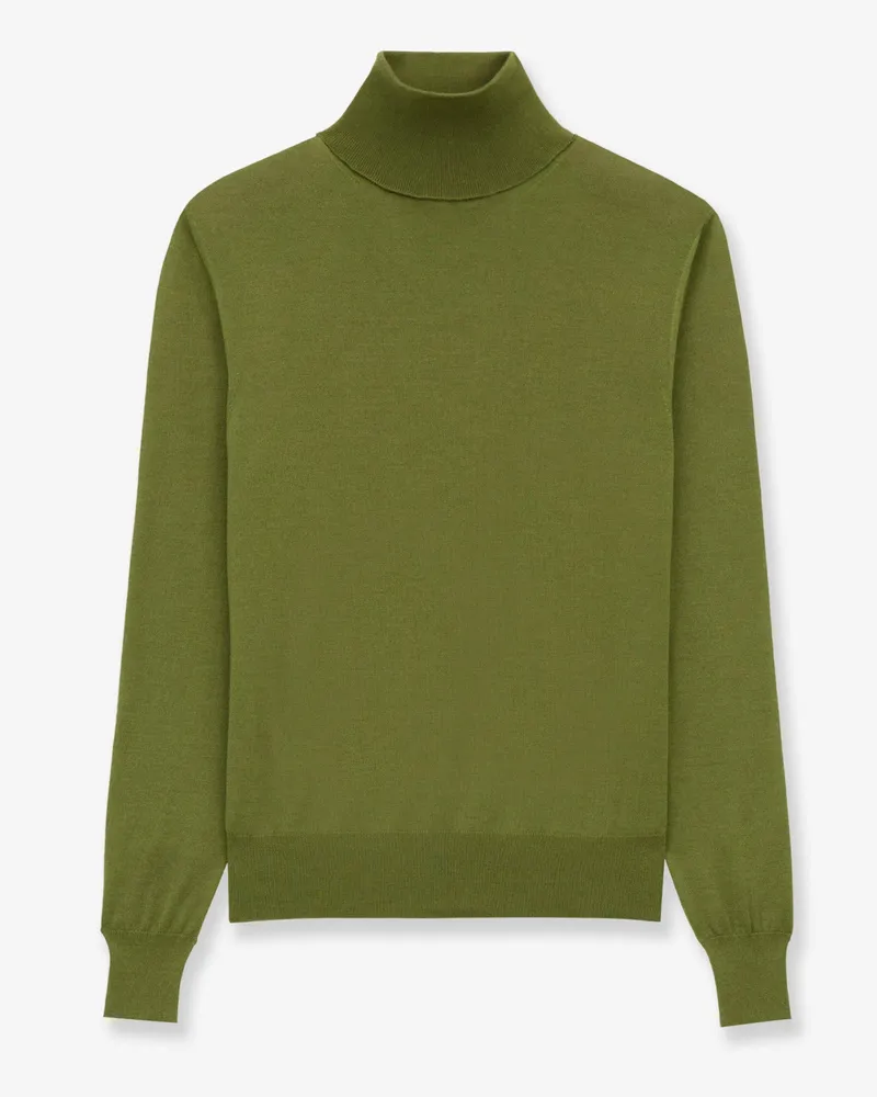 Saint Laurent Cashmere, wool and silk turtleneck sweater -  - gender_Man Green