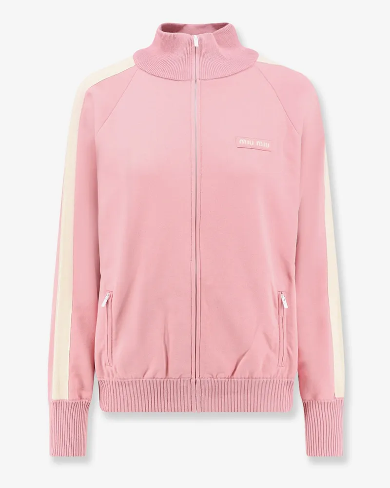 Miu Miu Silk blend cardigan with embroidered logo patch -  - gender_Woman Pink