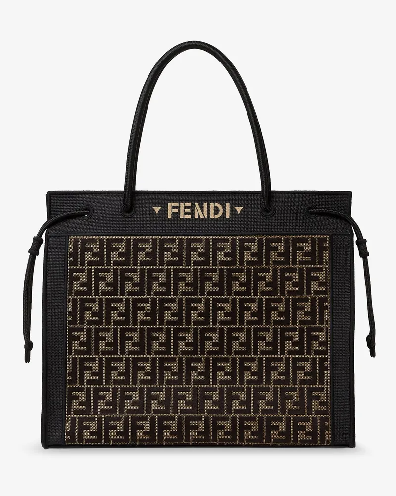 Fendi Magic Shopper bag in FF fabric with embroidered logo on the front -  - gender_Woman Black