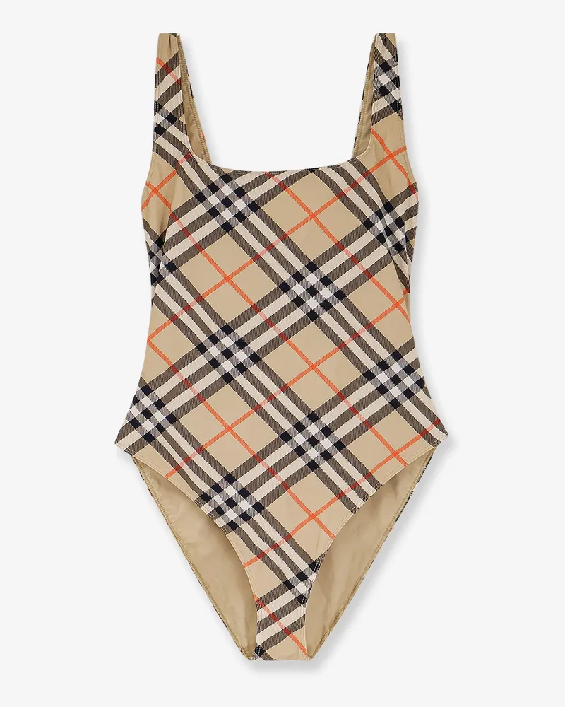 Burberry Nylon one-piece swimsuit with check print -  - gender_Woman Beige
