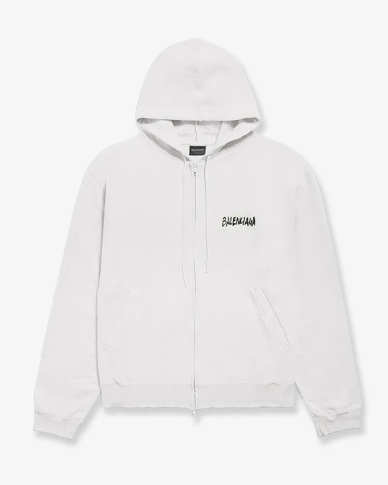 Balenciaga Over Zip-Up Hoodie cotton sweatshirt -  - gender_Man White