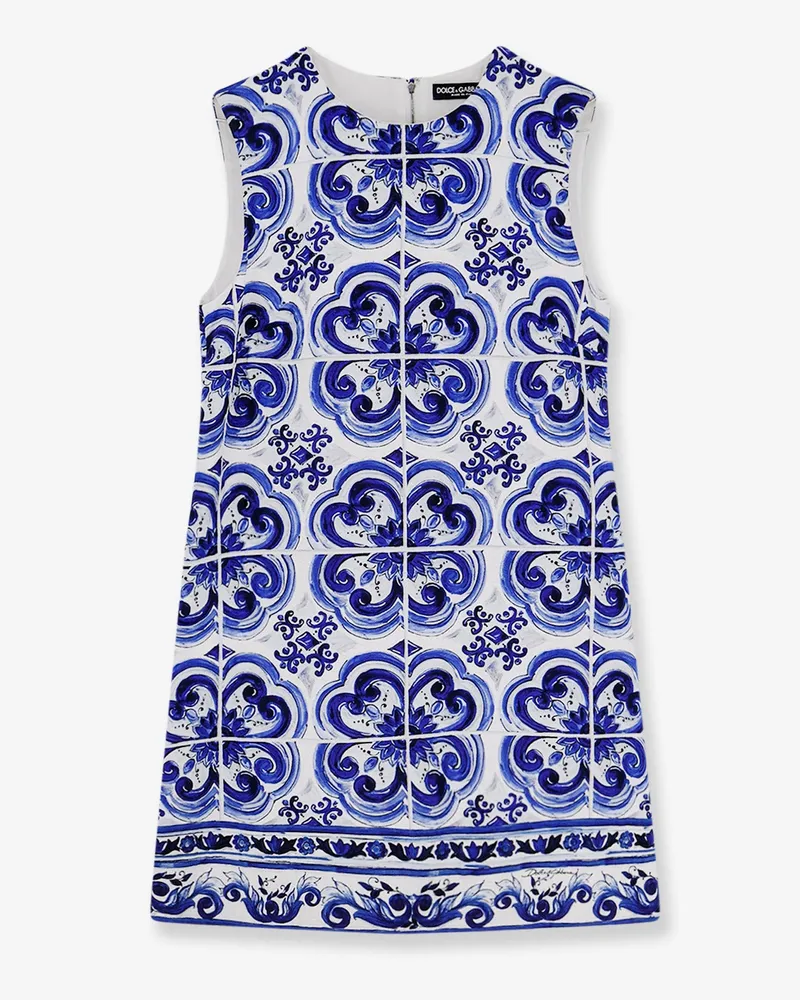Dolce & Gabbana Cotton and viscose dress with Maiolica print -  - gender_Woman Blue
