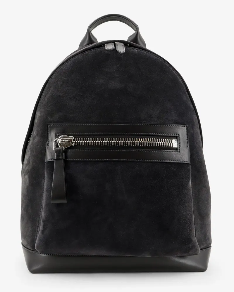 Tom Ford Suede backpack with maxi zip on the front -  - gender_Man Grey