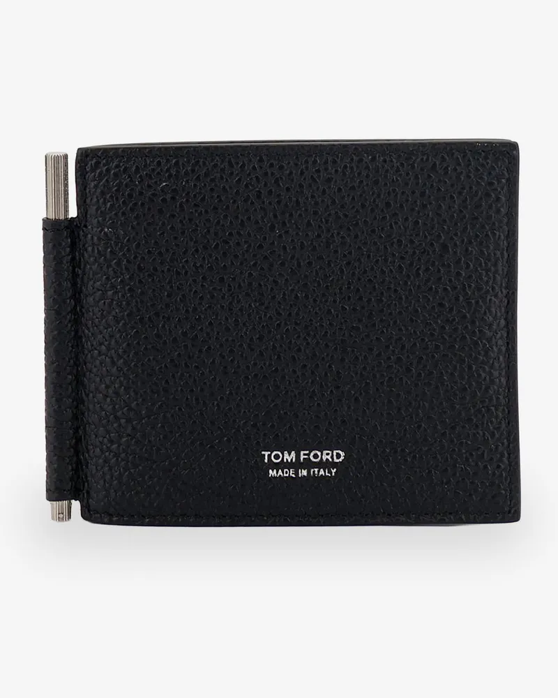 Tom Ford Leather card holder with front logo -  - gender_Man Black