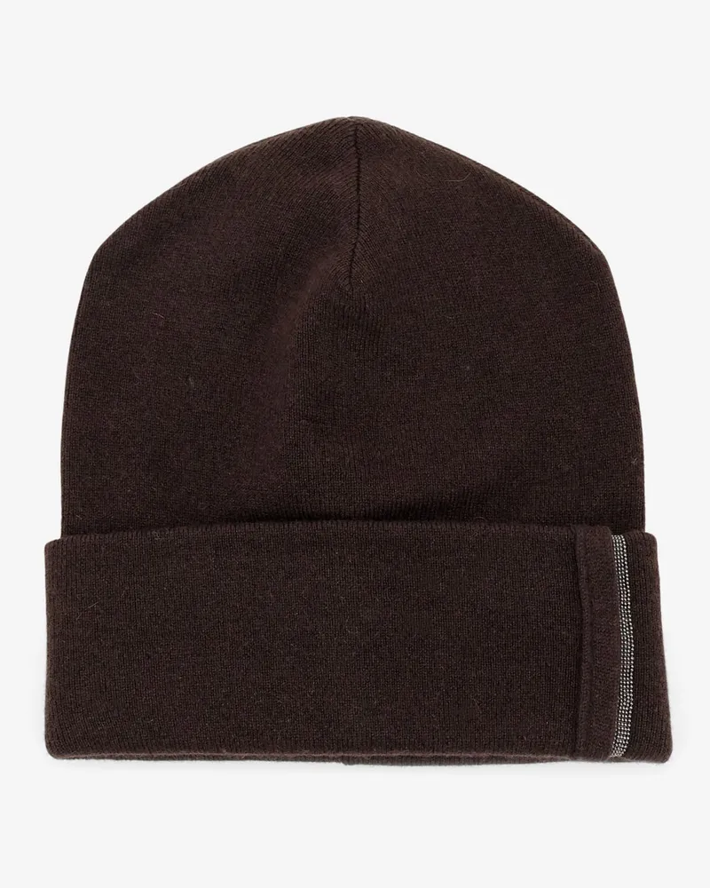 Brunello Cucinelli Cashmere hat with Monili detail -  - gender_Woman Brown