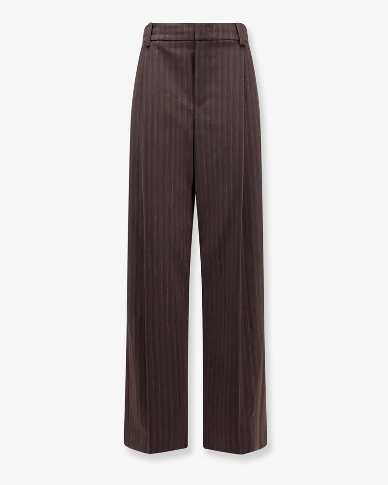 Vince High-waisted cotton blend trousers -  - gender_Woman Brown