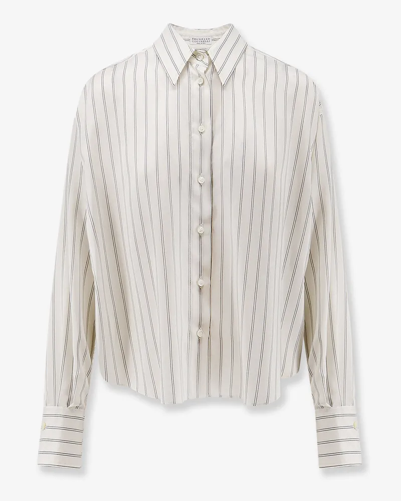 Brunello Cucinelli Striped silk shirt -  - gender_Woman White