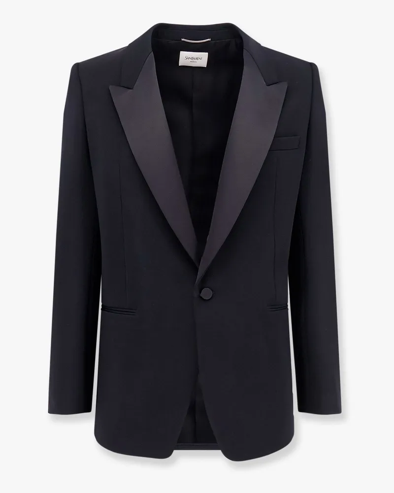 Saint Laurent Certified wool blazer with satin lapel -  - gender_Man Black