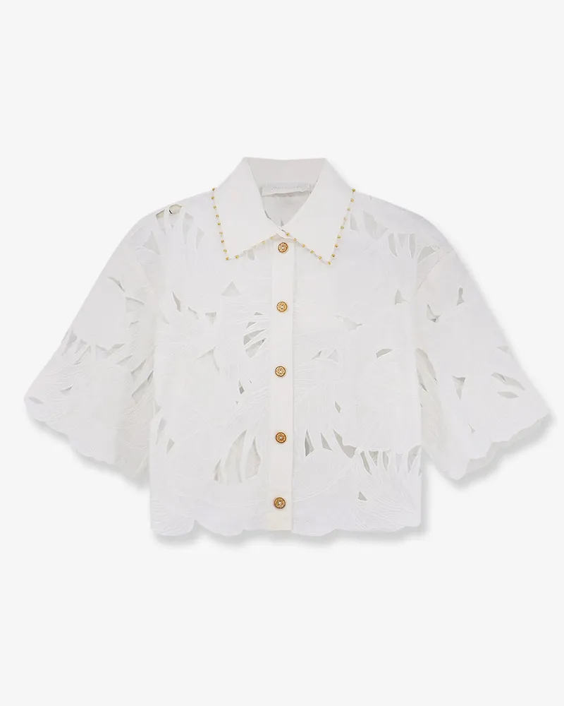 Zimmermann Mahon cotton shirt with all-over embroidery -  - gender_Woman White