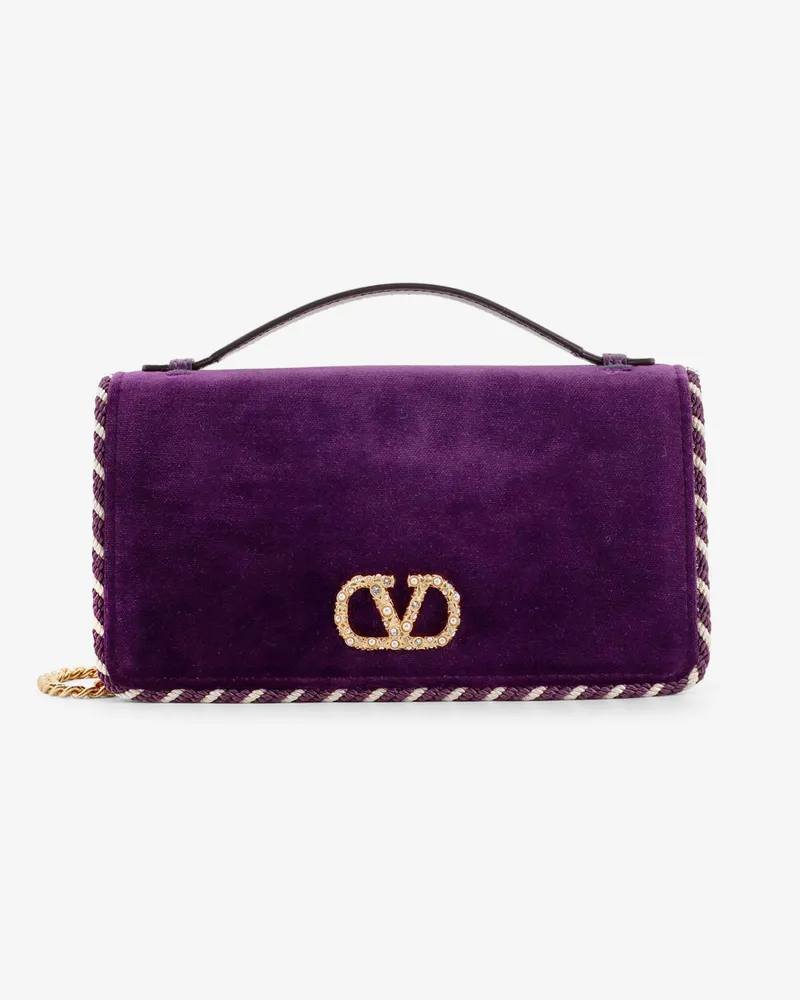 Valentino Garavani velvet bag/wallet with VLogo Signature detail - VALENTINO GARAVANI - gender_Woman Purple