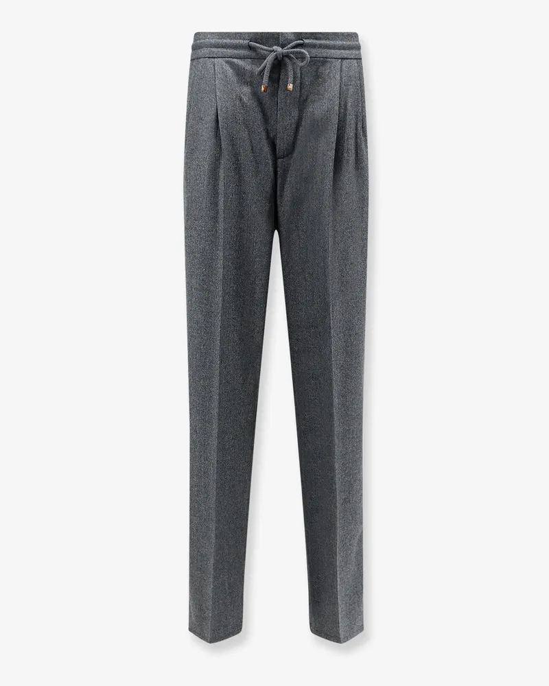 Brunello Cucinelli Virgin wool trousers with adjustable drawstring -  - gender_Man Grey