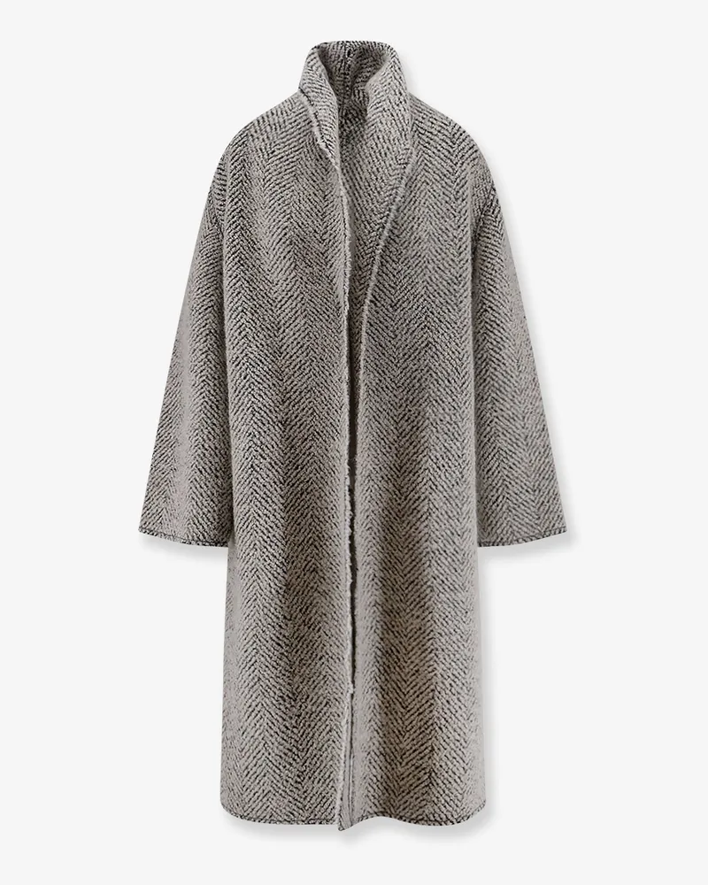 Alberta Ferretti Bouclé coat with herringbone pattern -  - gender_Woman Grey
