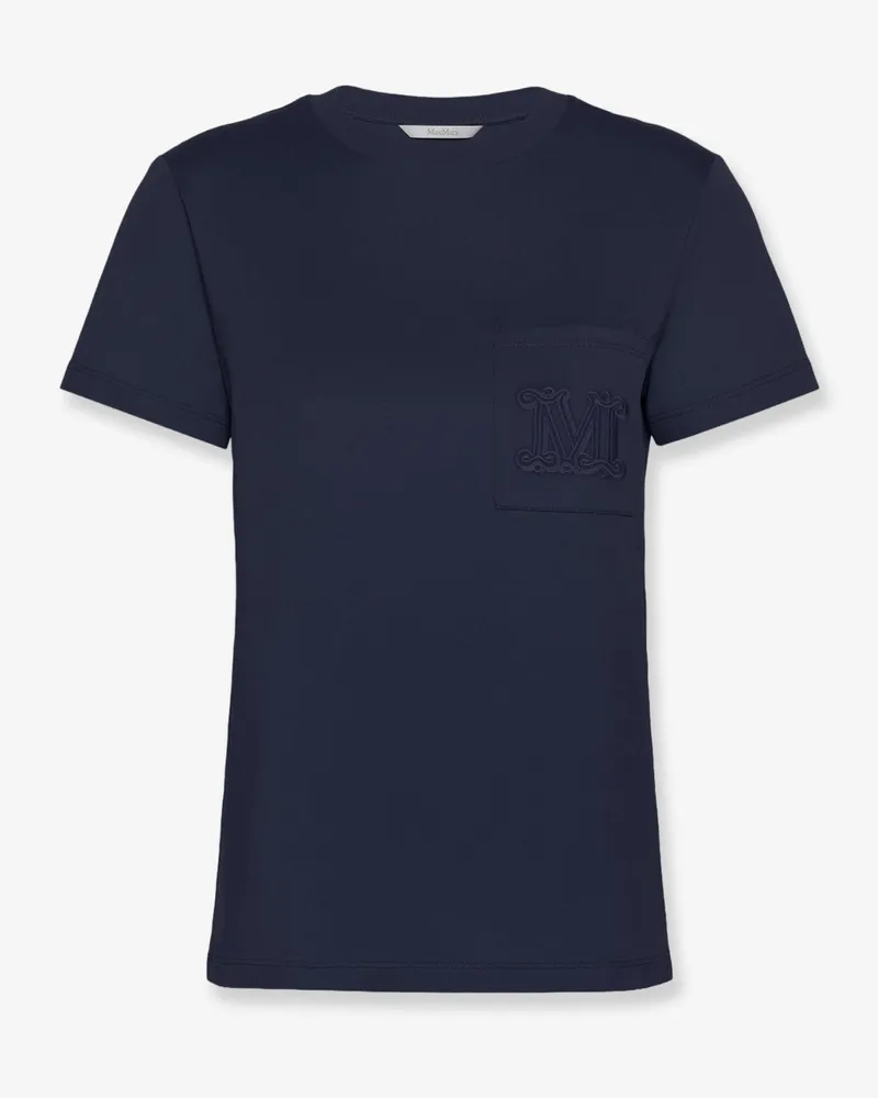 Max Mara Papaia cotton t-shirt with Monogram -  - gender_Woman Blue